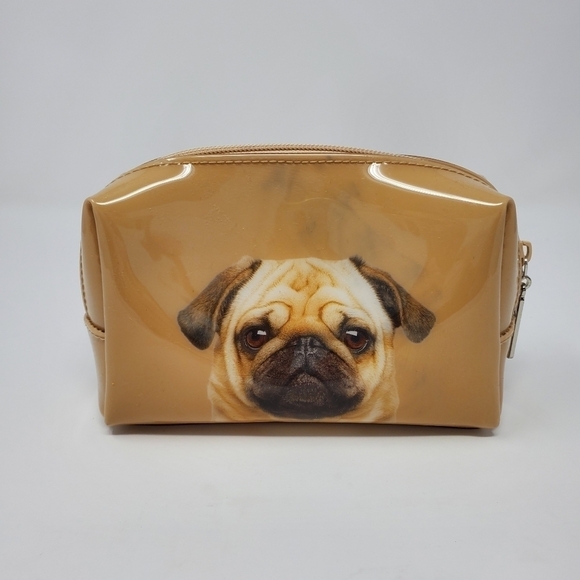 CATSEYE LONDON PUG DOG BEIGE SMALL MAKEUP TRINKET POUCH BAG TRAVEL CASE JEWELRY - Picture 5 of 12